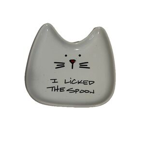 Blobby Cat Spoon Rest "I Licked The Spoon" Pavilion Ceramic Funny Cat Kitchen